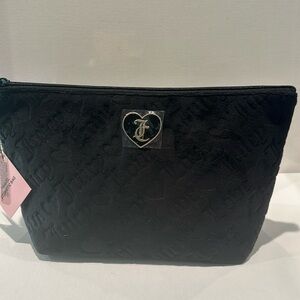 Juicy Couture Large Velvet Travel Cosmetic Bag with empty container bottle.